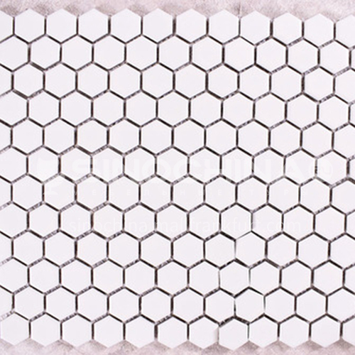 Black and white plum blossom hexagonal mosaic tiles kitchen bathroom floor tiles-ADE Mosaic hexagonal tiles(FIGURE 13) 230×230mm